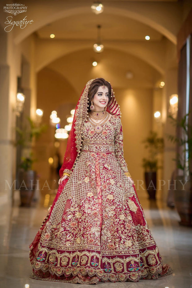 Buy Beautiful Bridal Open Maxi in Red Color Online Nameera by Farooq