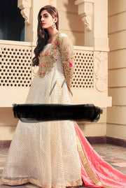 Beutifull wedding party dress in ash white and pink color Model # P 916