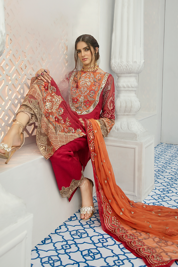 2020 Latest Maroon Chiffon Party wear