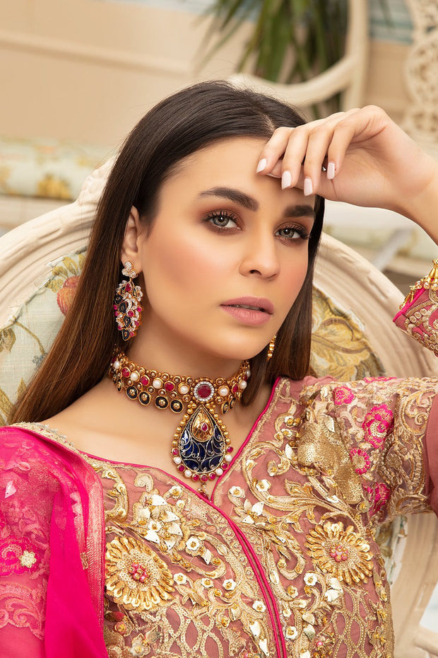 2020 Latest tea pink Chiffon Party wear