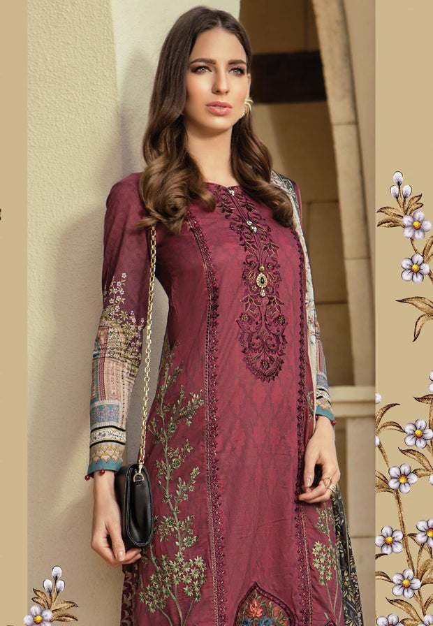Stylish Punjabi Suit In Dark Maroon Color.Work Embellished With Threads Embroidery And Cutwork Patches On Daman.