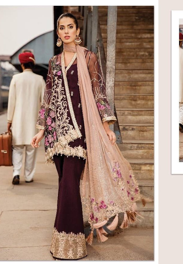 Angrakha Kameez And Boot Pants In Beutifull pink Brown Color.Work Embellished With Dhaga Sequance,And Tilla Embroidery Patches.