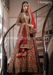 Pakistani Red Bridal Lehenga