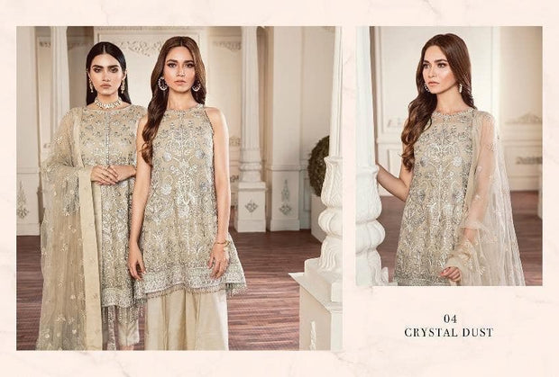 Paplam Stylish Dress By Jasmin In Beautiful Skin Gold Color.Work Embellished With Tilla Threads Embroidery And Sequance.