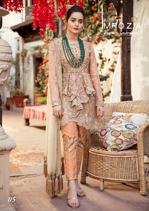 Stylish Designer Dress by Imrozia.Work Embalished With Tilla Threads Embroidery Sequance And Patches Work.