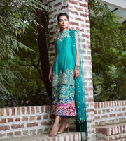 Stylish Wedding Dress In Turquoise Color.Work Embellished With Dabka Nagh Zari Crystal and Stone  Work.