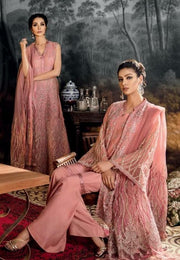 Open Gown Stylish Dress In Tea Pink Color By Iznik Tilla Threads Embroidery,Sequance And Cutwork Patches.