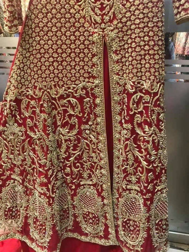 Beautiful bridal lahnga maxi in deep red color 