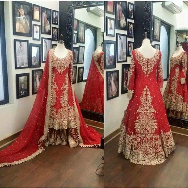 Beutifull bridal  lahnga in red golden color Model# B 907