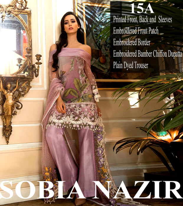 Beutifull lawn dress in laylac color by sobia nazir Model # L 1206