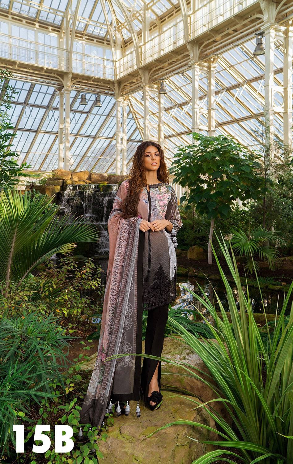 Stylish Lawn Outfit By Sobia Nazir In Beutifull Baby Pink And Black Color.Work Embellished With Threads Embroidery.