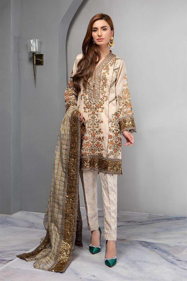 Stylish Multi Embroidery Dress in Offwhite Color.Work  Embalished With Pure Multi Dhaga Sequance And Tilla Work.