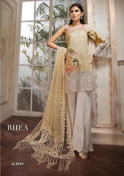 Stylish Designer Lawn Dress By Anaya In Beutifull light Yellow And White Color.Work Embellished With Pure Dhaga Embroidery And Cutwork Patches.