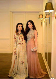 Pakistani Fashion Party Wear Maxi Style In Pastel Pink Color.Work Embellished With Pure Dabka Nagh And Sequance Work.