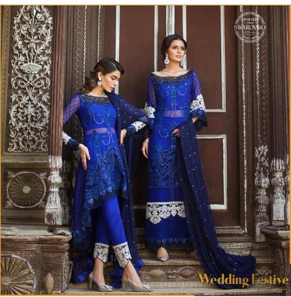 Dark Navy Blue Dress by Zainab Chotani Model C 1904