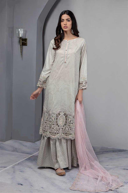 Floral Embroided Gharara Suit | Dhaga Embroidery & Cutwork – Nameera by ...