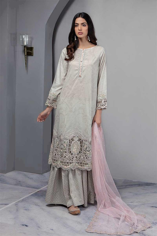 Floral Embroided Gharara Suit In Two Different Colors.Work Emballished With Dhaga Embroidery And Heavy Cutwork.