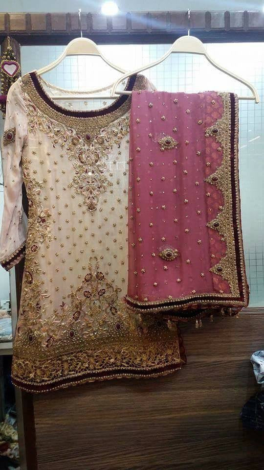 Beautiful Dress in Off-White and Baby Pink Color Model #P901