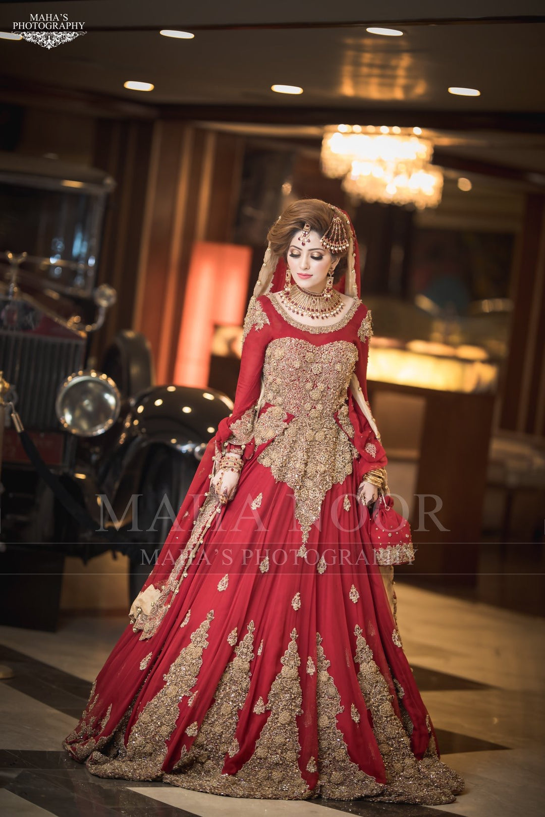 Red Dulhan Maxi Dabka Zari Nagh Pearal Work Nameera by Farooq