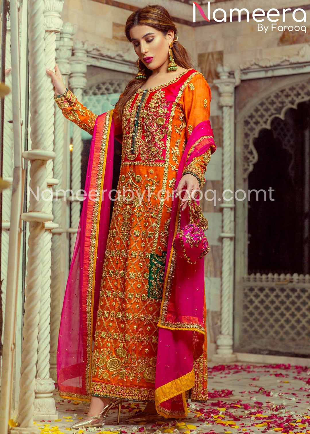 Pakistani Designer Wear Mehndi Dresses for Girls