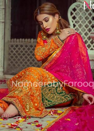 Latest Mehndi Wear -Mehndi Green Blouse Lehenga Mexican Red Dupatta |  Pakistani dress design, Heavy dresses, Formal wear dresses