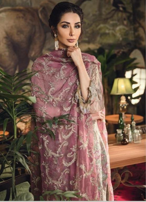 Iznik Designer Dress In Chiffon Fabric.Work Embellished With Threads Embroidery And Sequance Work.