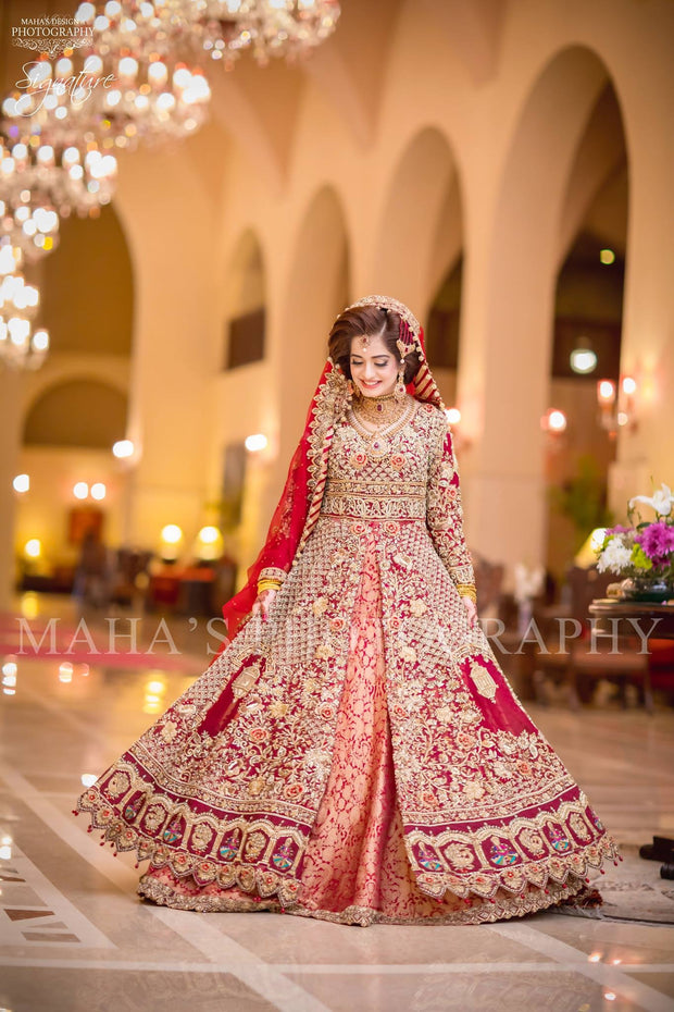Buy Beautiful Bridal Open Maxi in Red Color Online Nameera by Farooq