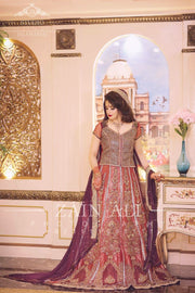Beutifull bridal lahnga in red and majenda color Model # B 910