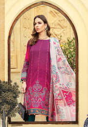 Stylish Kurta Shirt Cigrate Pants By Maria B In Beutifull Shoking Pink Color.Work Embellished With Dhaga Embroidery.