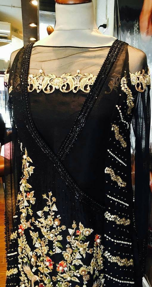 Beutifull wedding party dress in black color Model # P 913