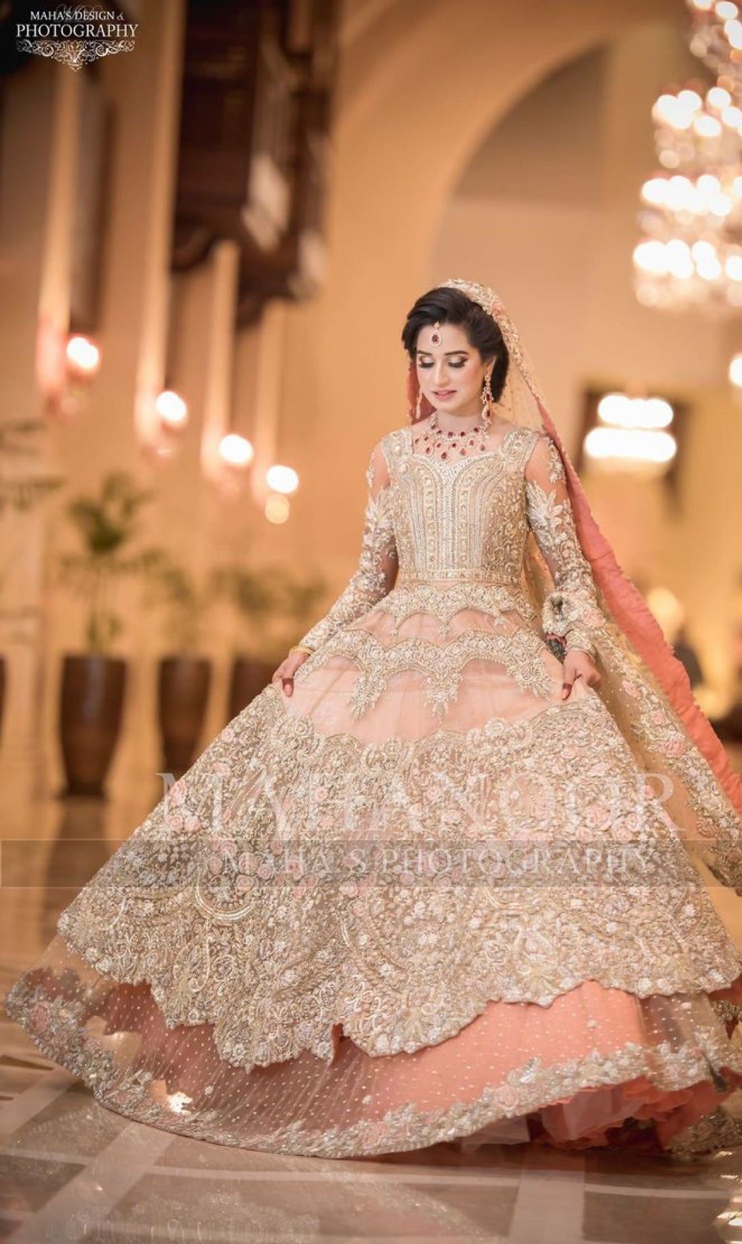 Walima Bridal Dress In Beutifull Peachy Pink Color Model B 1789