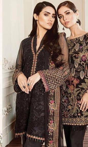 Iznik Designer Dress In Beautiful Black Color.Work Embellished With Pure Dhag Embroidery.