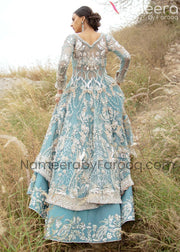 Zardozi Bridal Sky Blue Lehenga Combination Suit Online
