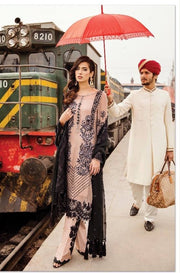 Long Kameez Dress in light Pink And Black Color.Work Embellished With Pure Threads Embroidery.