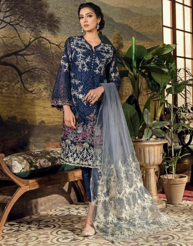 Chiffon Designer Dress by Iznik.Work Embellished With Tilla, Threads Embroidery & Sequance.On Chiffon Fabric.