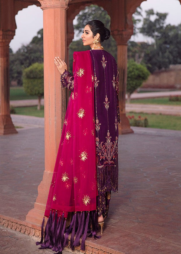 Afrozeh Chiffon Dress in Purple Color