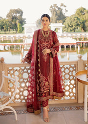 Afrozeh Chiffon Wear in Maroon Color