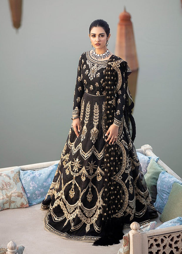 Buy Afrozeh Maxi Frock in Black Color Online – Nameera by Farooq