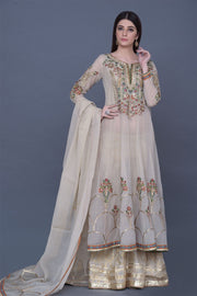 Anarkali Wedding Party Frock in Beige Color