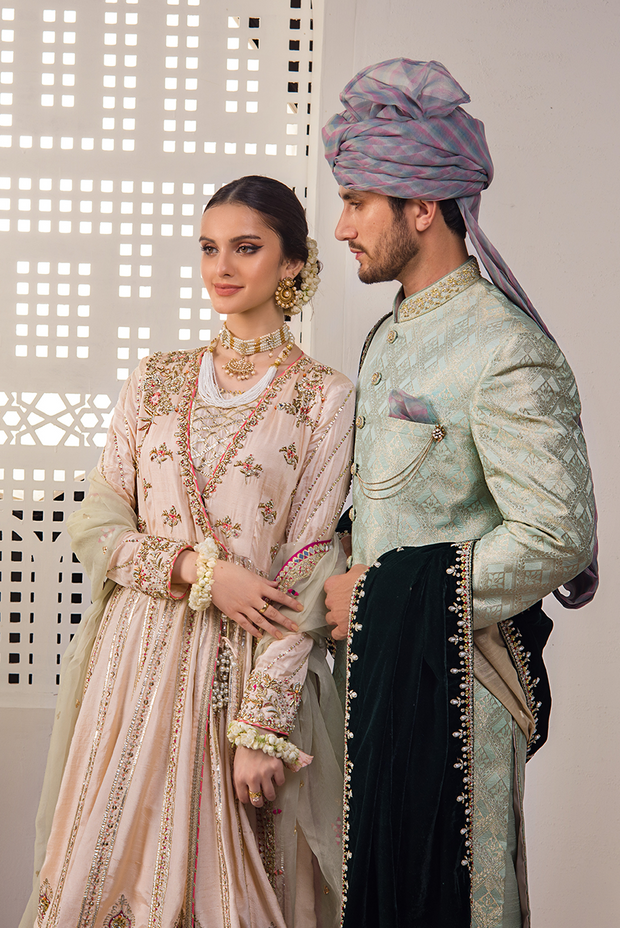 Angrakha Style Bridal Dress Pakistani for Nikkah Online