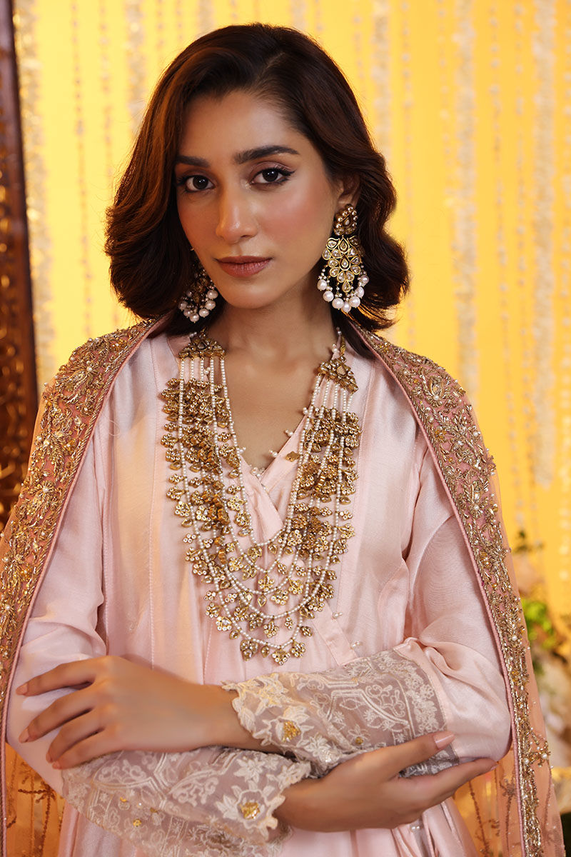 Angrakha Style Frock with Lehenga and Dupatta Dress Online
