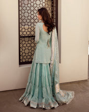Aqua Color Kameez Sharara Pakistani Wedding Dress