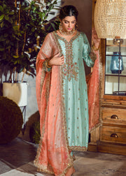 Aqua Green Silk Salwar Kameez Pakistani Party Dress