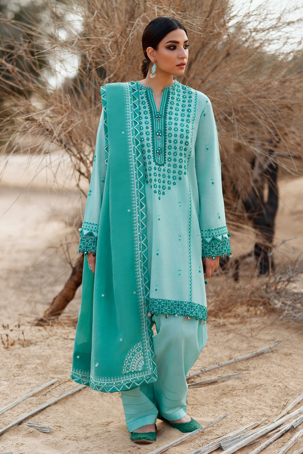 Aqua Salwar Kameez Pakistani Eid Dress in Premium Lawn