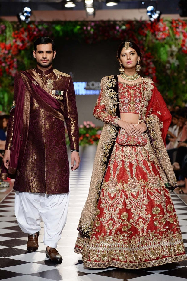 Asian Bridal Lehnga Choli in Red Color 