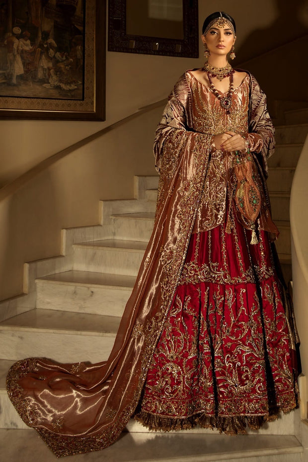 Asian Bridal Lehnga Wear in Red Color