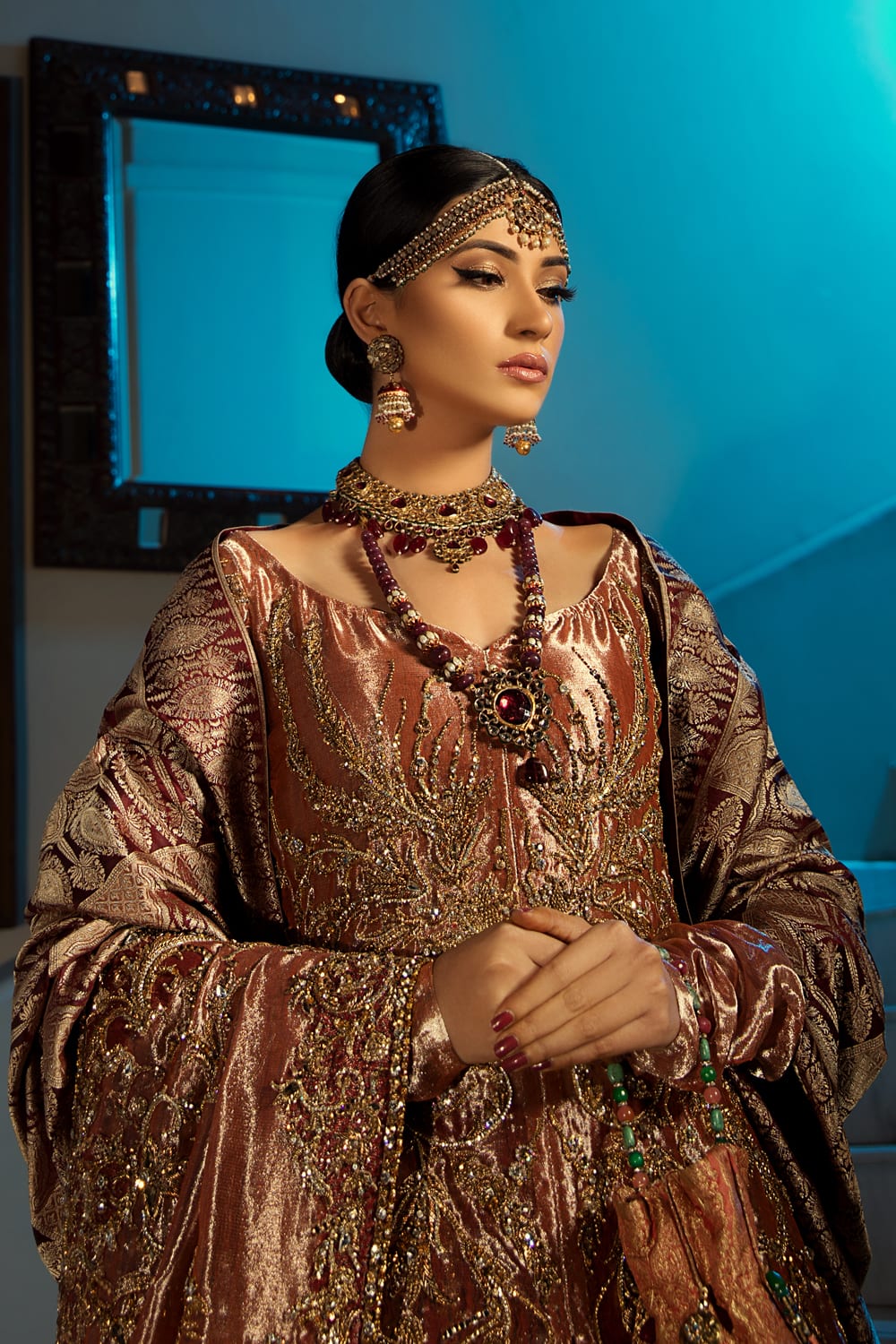 Asian Bridal Lehnga Wear in Red Color Close Up
