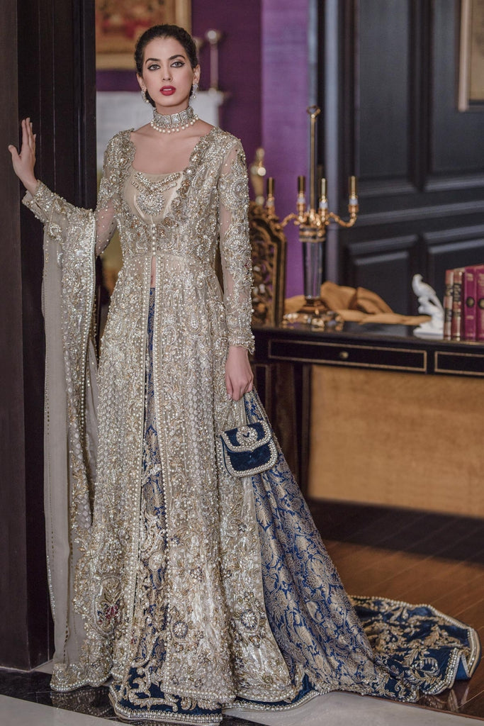 asian maxi dress Asian Bridal Maxi Lehnga in Ivory Color Medium