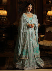 Asian Designer Bridal Lehnga in Turquoise Color 