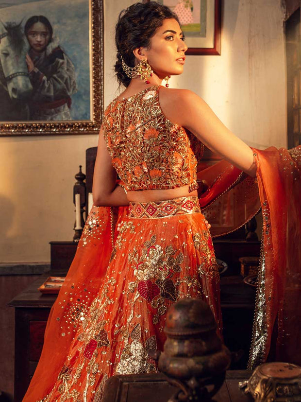 Asian Designer Mehndi Bridal Outfit  Backside Look